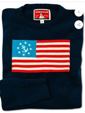 Kiel James Patrick American Yacht Flag Sweater NWT Intarsia Knit Cotton in Navy